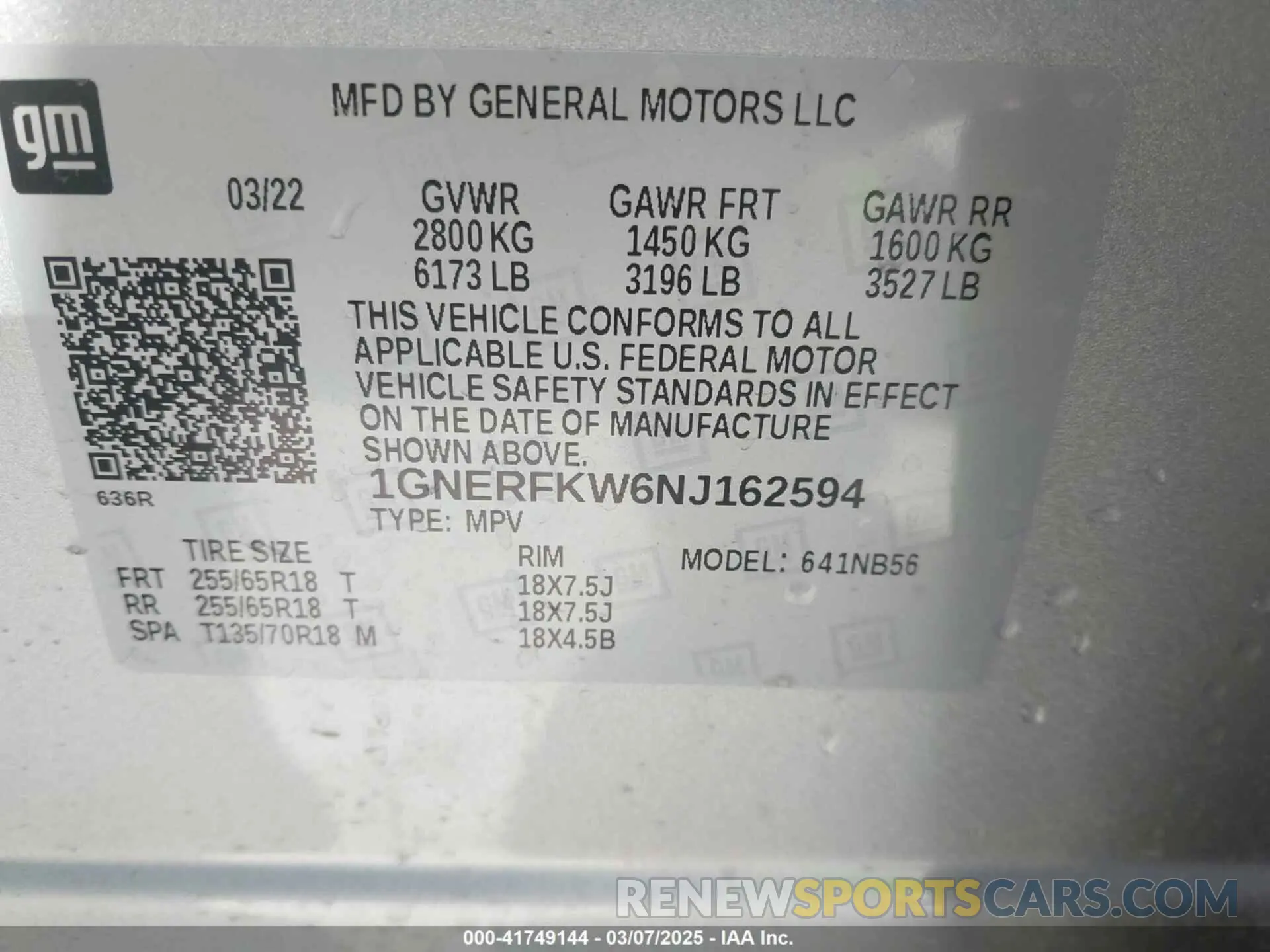 9 Photograph of a damaged car 1GNERFKW6NJ162594 CHEVROLET TRAVERSE 2022