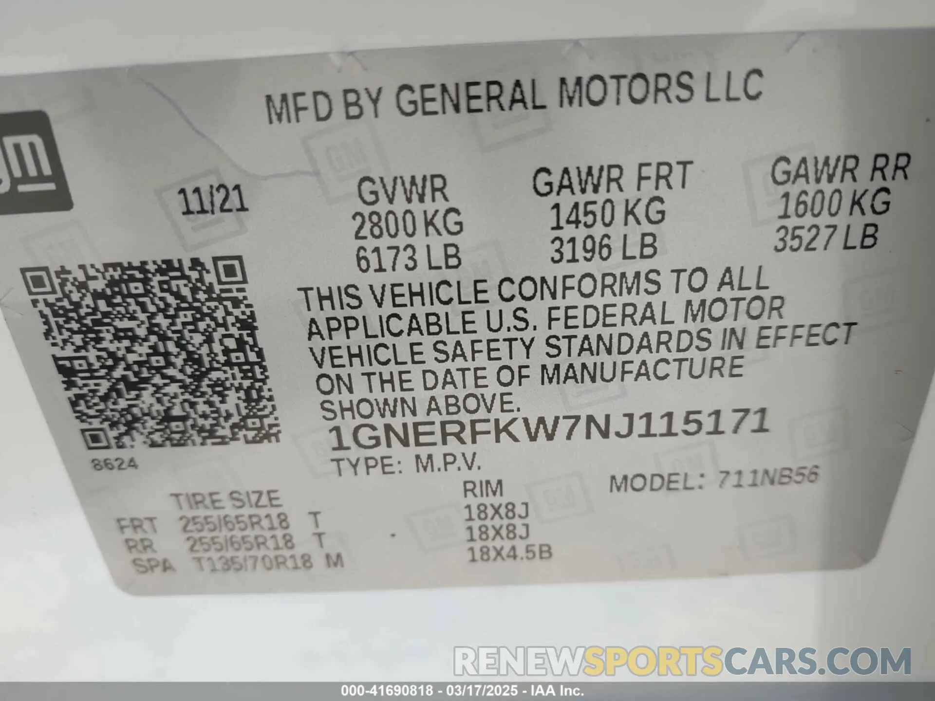 9 Photograph of a damaged car 1GNERFKW7NJ115171 CHEVROLET TRAVERSE 2022