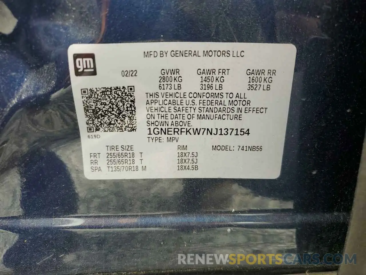 13 Photograph of a damaged car 1GNERFKW7NJ137154 CHEVROLET TRAVERSE 2022