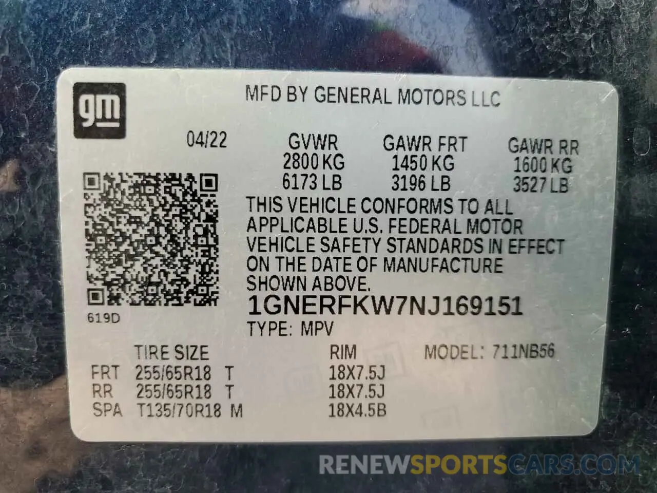 13 Photograph of a damaged car 1GNERFKW7NJ169151 CHEVROLET TRAVERSE 2022