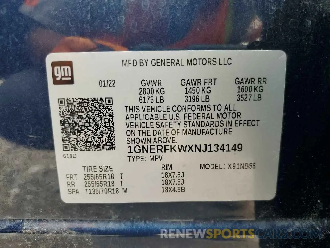 14 Photograph of a damaged car 1GNERFKWXNJ134149 CHEVROLET TRAVERSE 2022