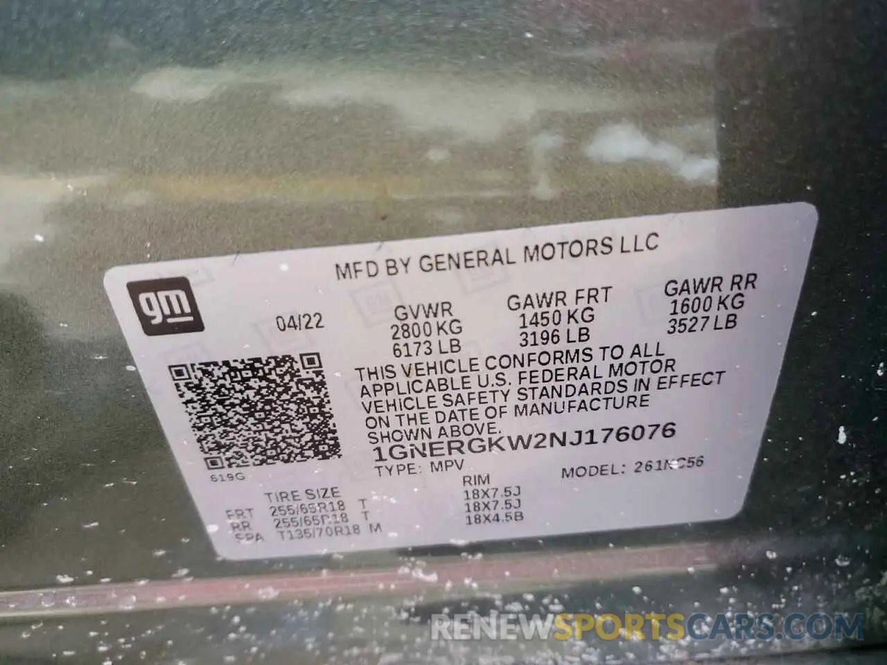 13 Photograph of a damaged car 1GNERGKW2NJ176076 CHEVROLET TRAVERSE 2022