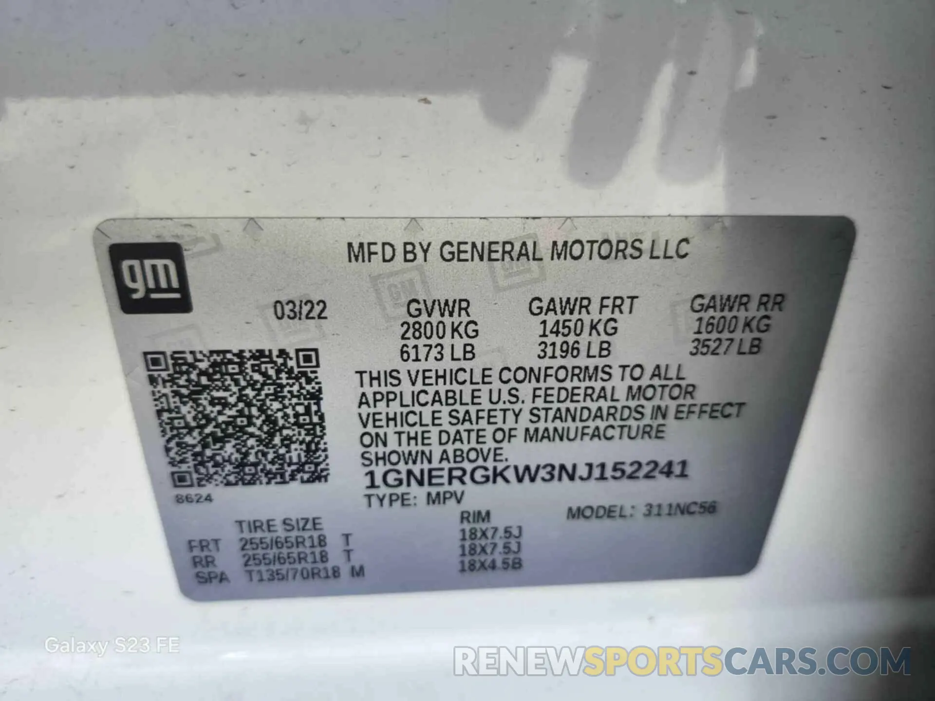 16 Photograph of a damaged car 1GNERGKW3NJ152241 CHEVROLET TRAVERSE 2022