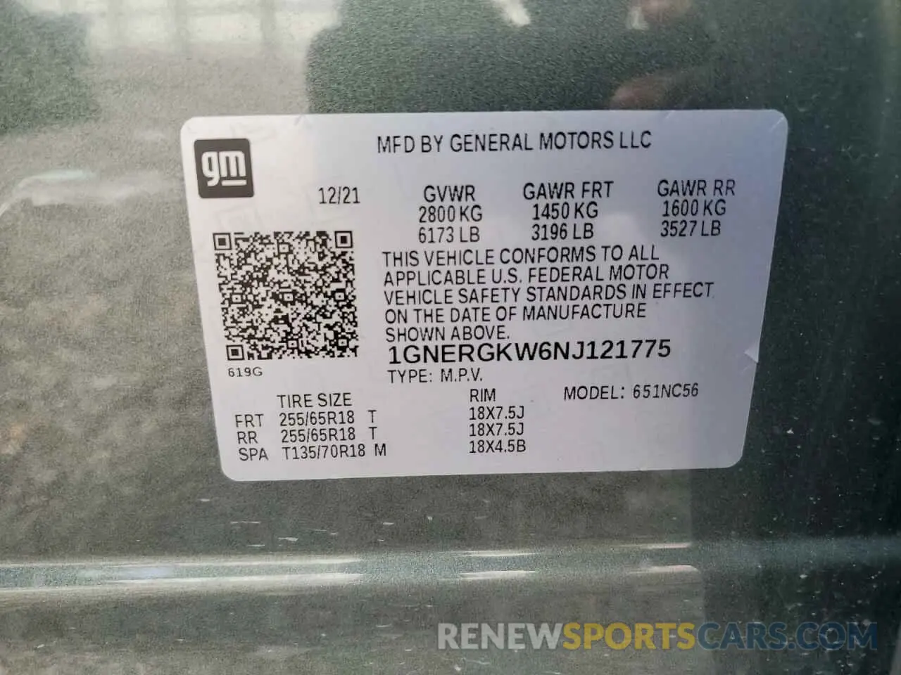 13 Photograph of a damaged car 1GNERGKW6NJ121775 CHEVROLET TRAVERSE 2022