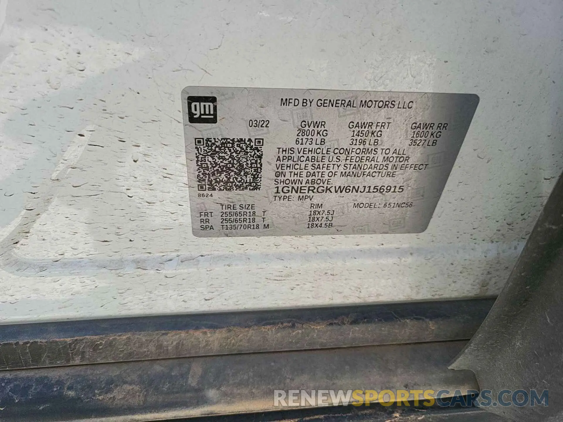 6 Photograph of a damaged car 1GNERGKW6NJ156915 CHEVROLET TRAVERSE 2022