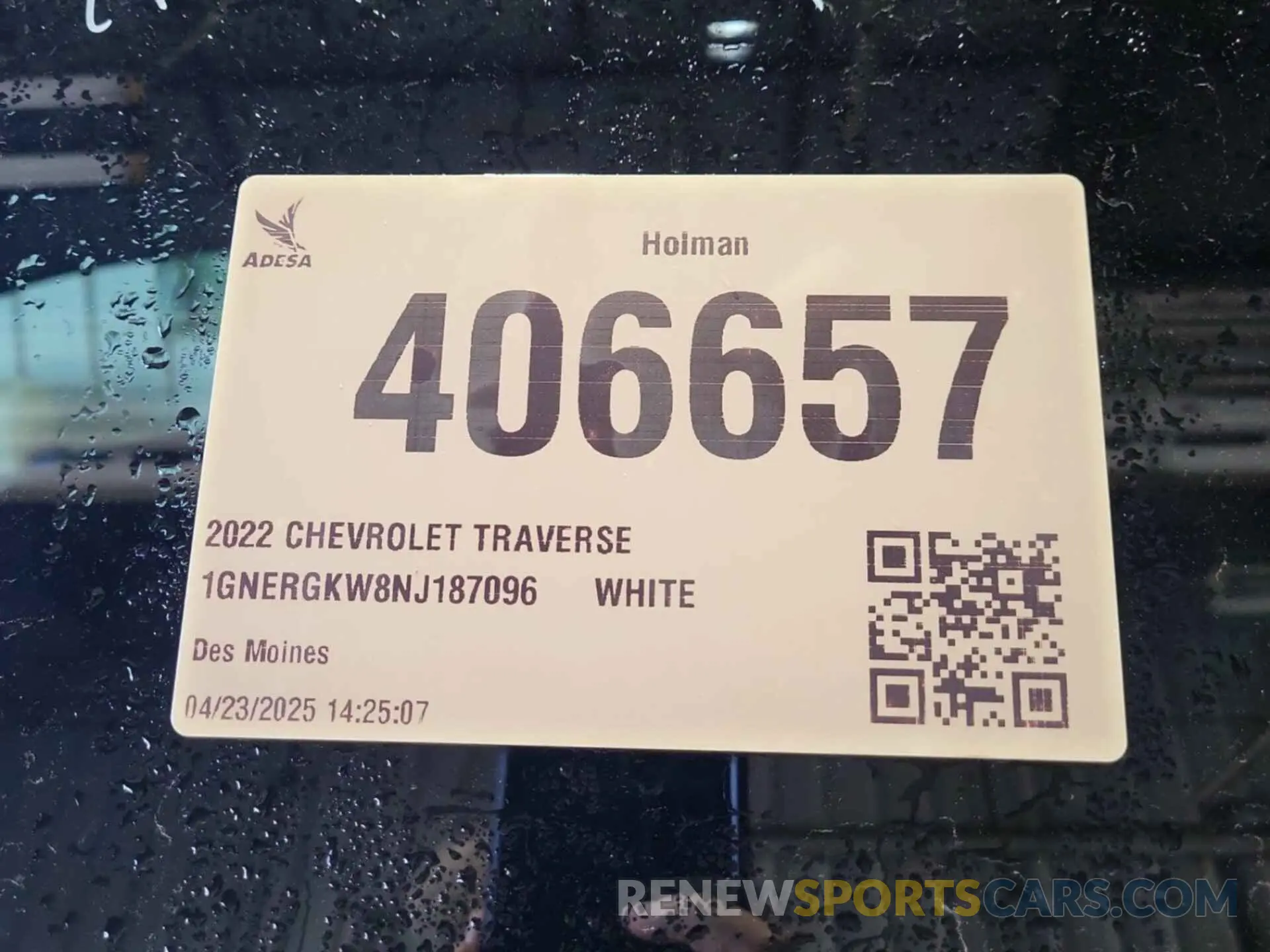 1 Photograph of a damaged car 1GNERGKW8NJ187096 CHEVROLET TRAVERSE 2022