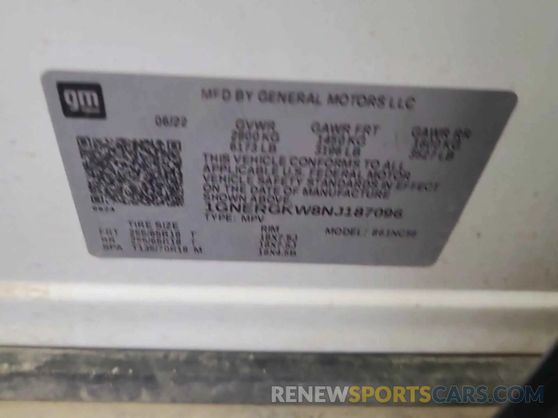 7 Photograph of a damaged car 1GNERGKW8NJ187096 CHEVROLET TRAVERSE 2022