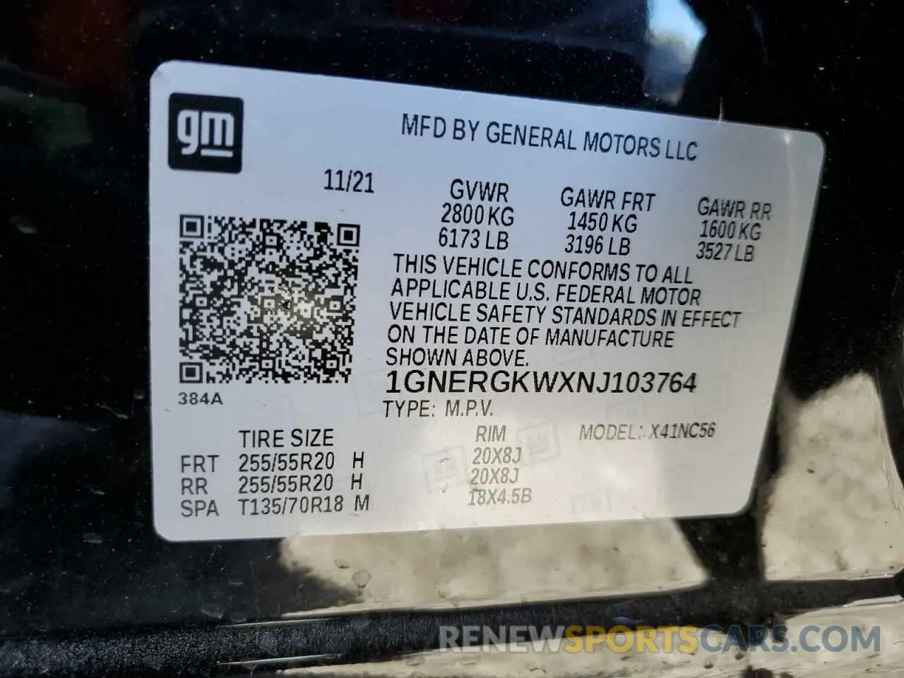 13 Photograph of a damaged car 1GNERGKWXNJ103764 CHEVROLET TRAVERSE 2022