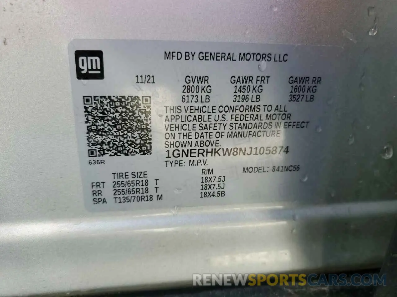 15 Photograph of a damaged car 1GNERHKW8NJ105874 CHEVROLET TRAVERSE 2022