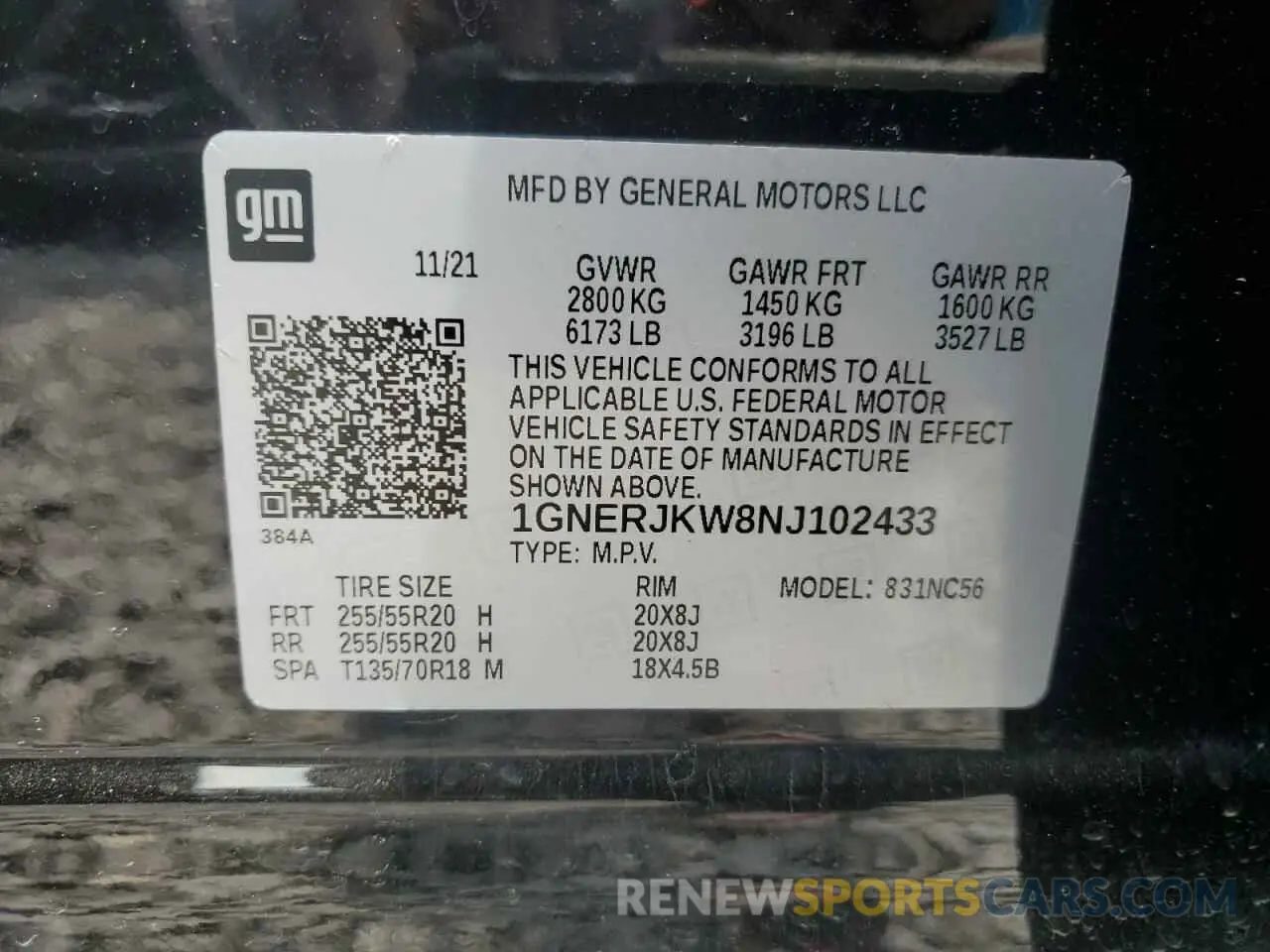 14 Photograph of a damaged car 1GNERJKW8NJ102433 CHEVROLET TRAVERSE 2022
