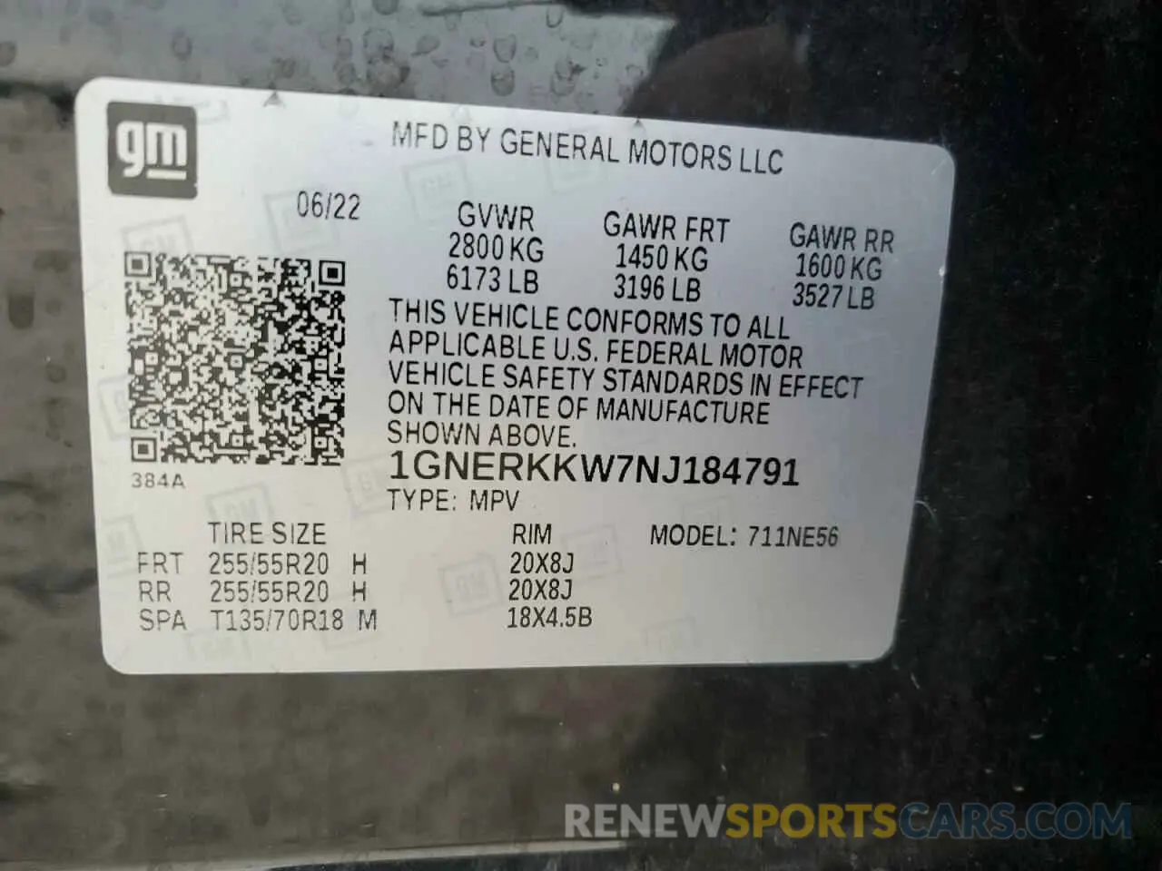 13 Photograph of a damaged car 1GNERKKW7NJ184791 CHEVROLET TRAVERSE 2022