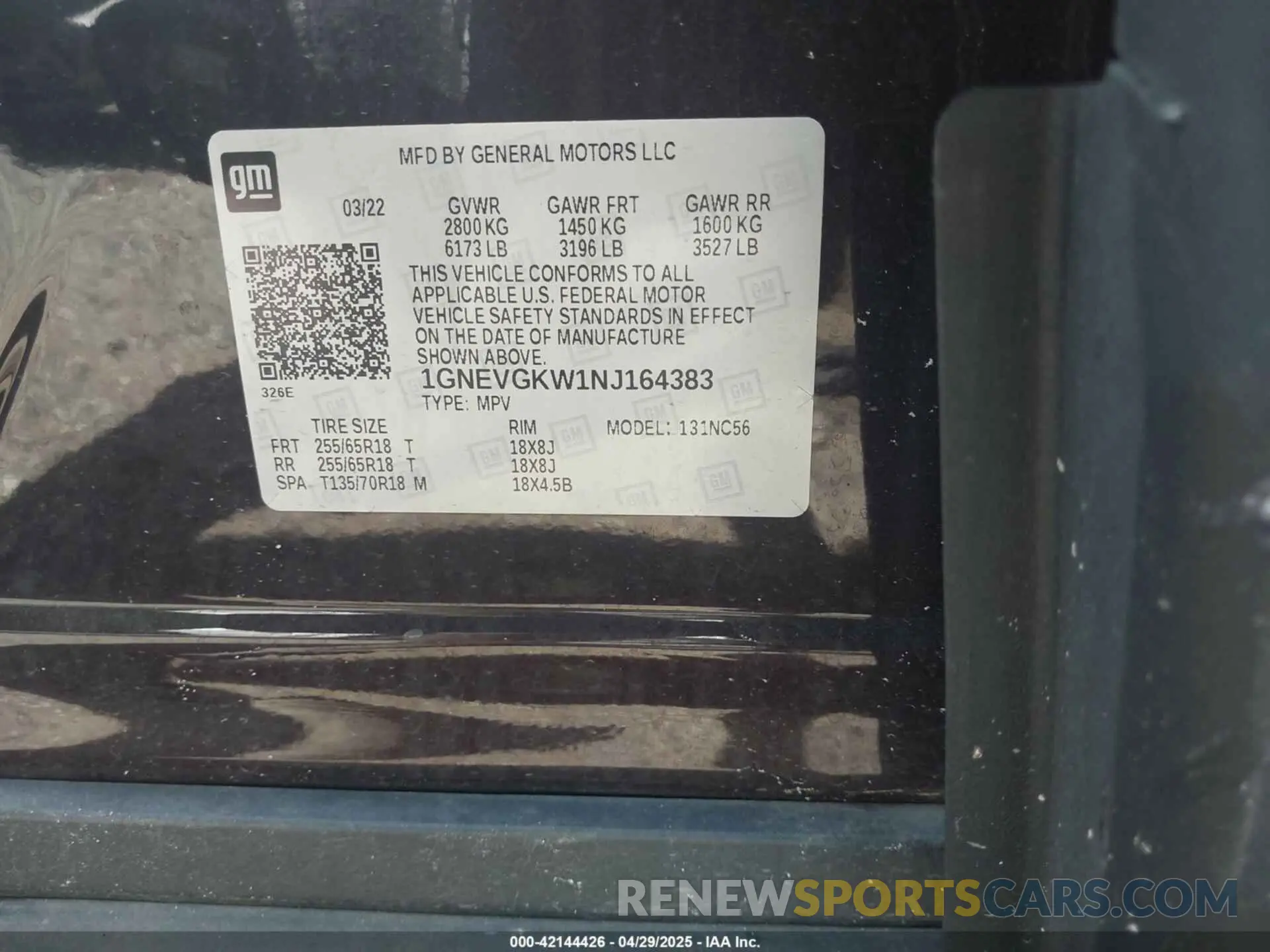 9 Photograph of a damaged car 1GNEVGKW1NJ164383 CHEVROLET TRAVERSE 2022
