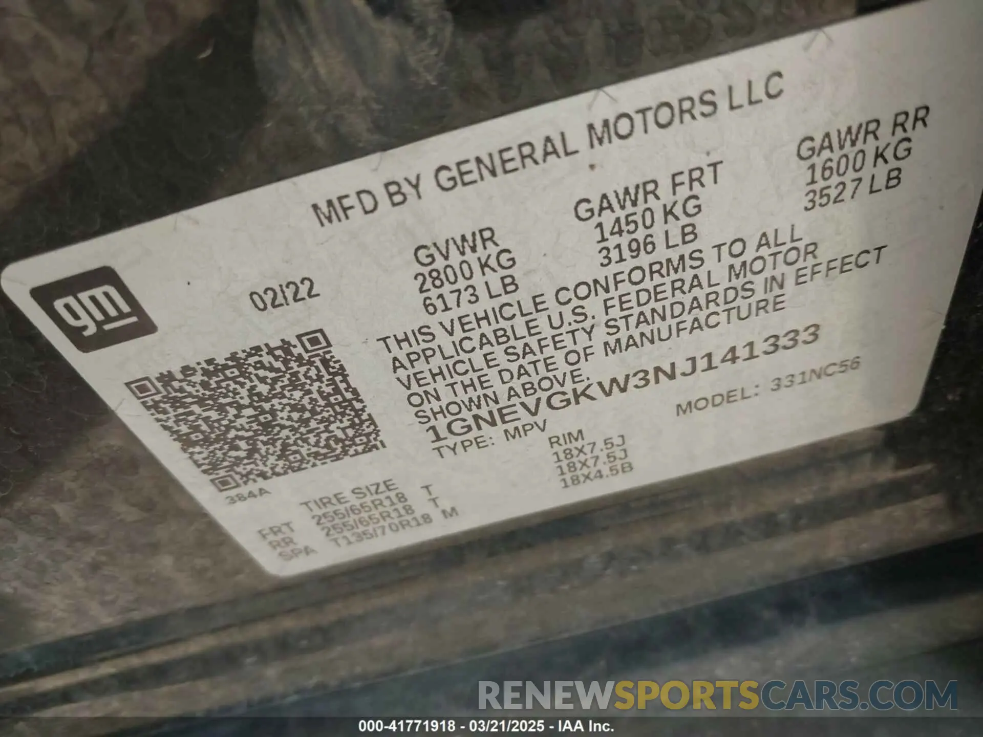 9 Photograph of a damaged car 1GNEVGKW3NJ141333 CHEVROLET TRAVERSE 2022