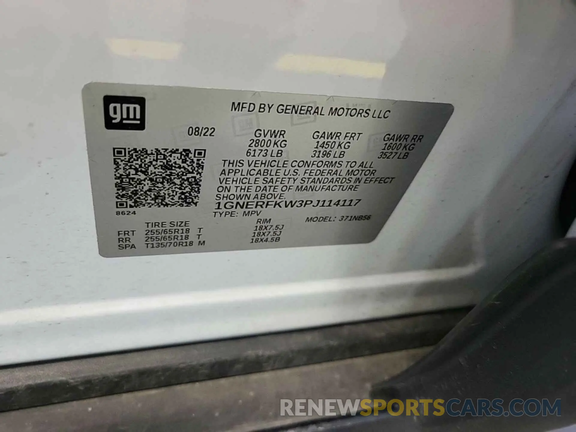 1 Photograph of a damaged car 1GNERFKW3PJ114117 CHEVROLET TRAVERSE 2023