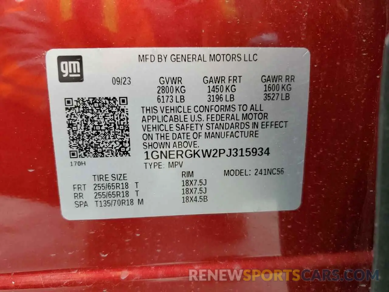 14 Photograph of a damaged car 1GNERGKW2PJ315934 CHEVROLET TRAVERSE 2023