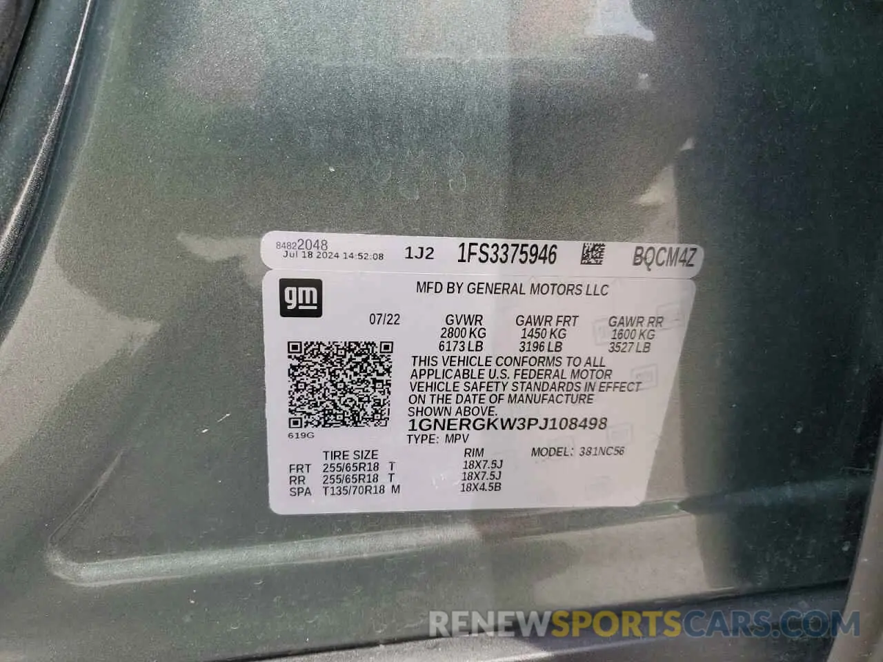 13 Photograph of a damaged car 1GNERGKW3PJ108498 CHEVROLET TRAVERSE 2023