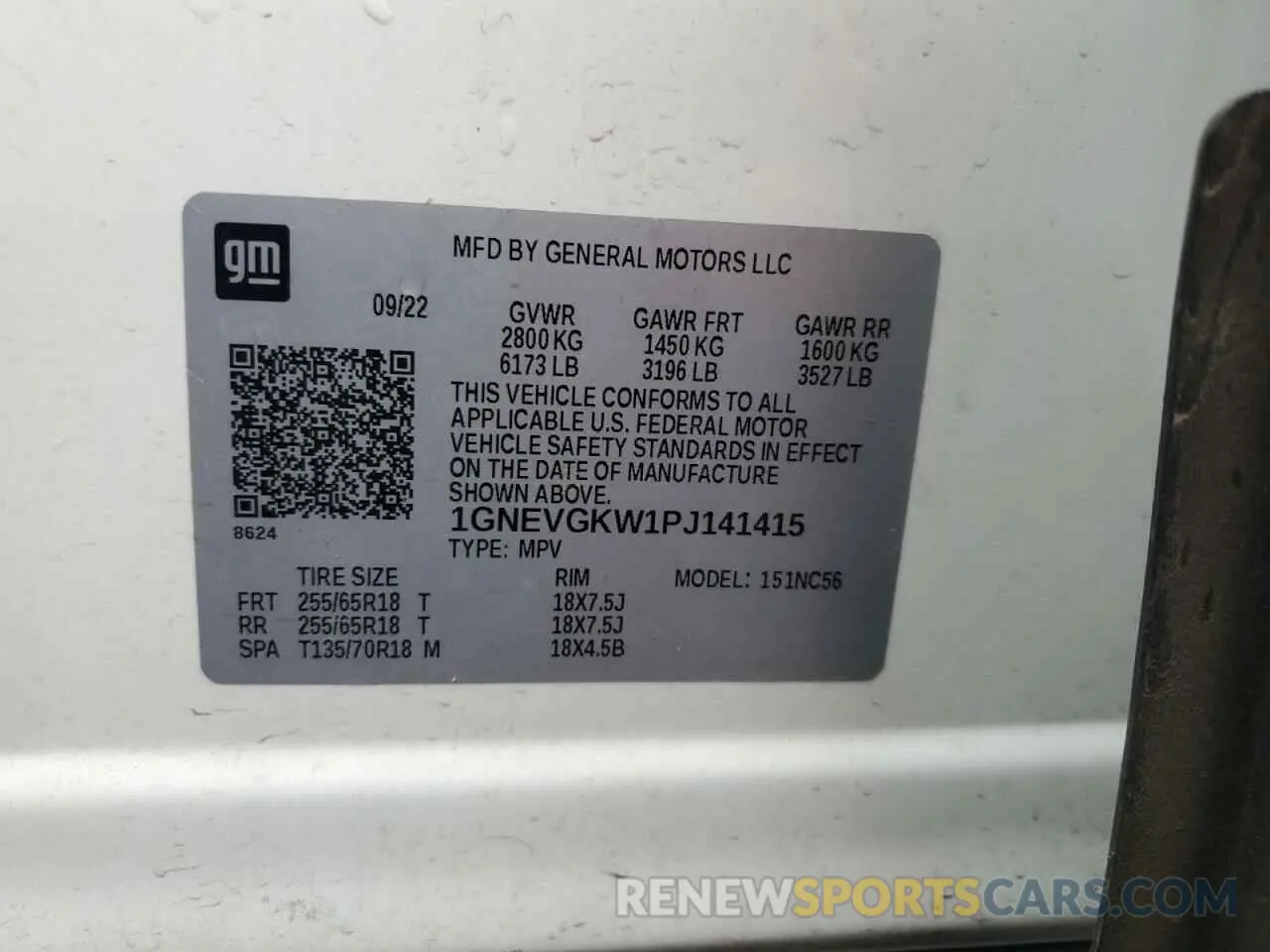13 Photograph of a damaged car 1GNEVGKW1PJ141415 CHEVROLET TRAVERSE 2023