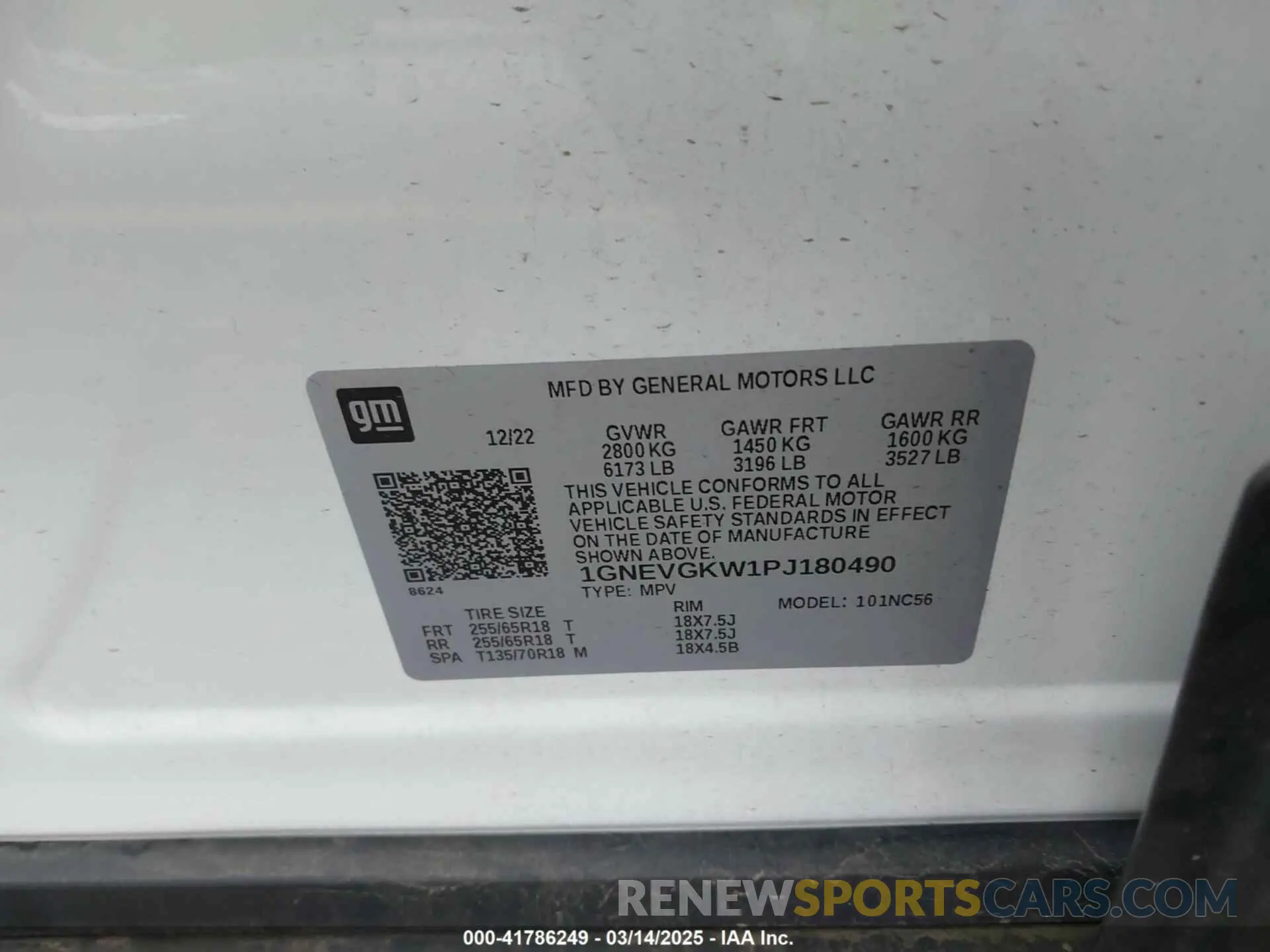 9 Photograph of a damaged car 1GNEVGKW1PJ180490 CHEVROLET TRAVERSE 2023