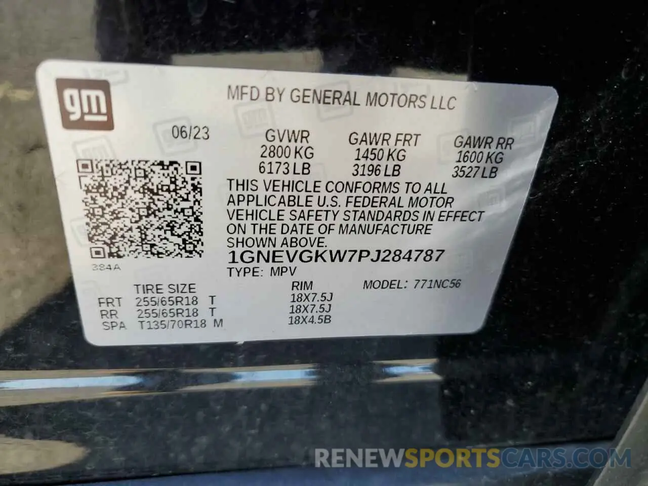 13 Photograph of a damaged car 1GNEVGKW7PJ284787 CHEVROLET TRAVERSE 2023