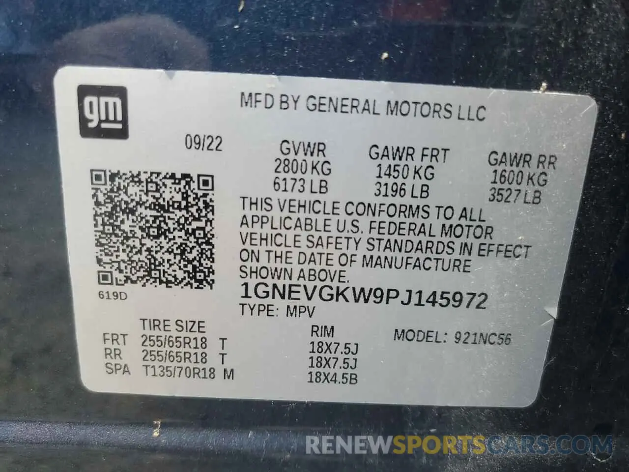 13 Photograph of a damaged car 1GNEVGKW9PJ145972 CHEVROLET TRAVERSE 2023