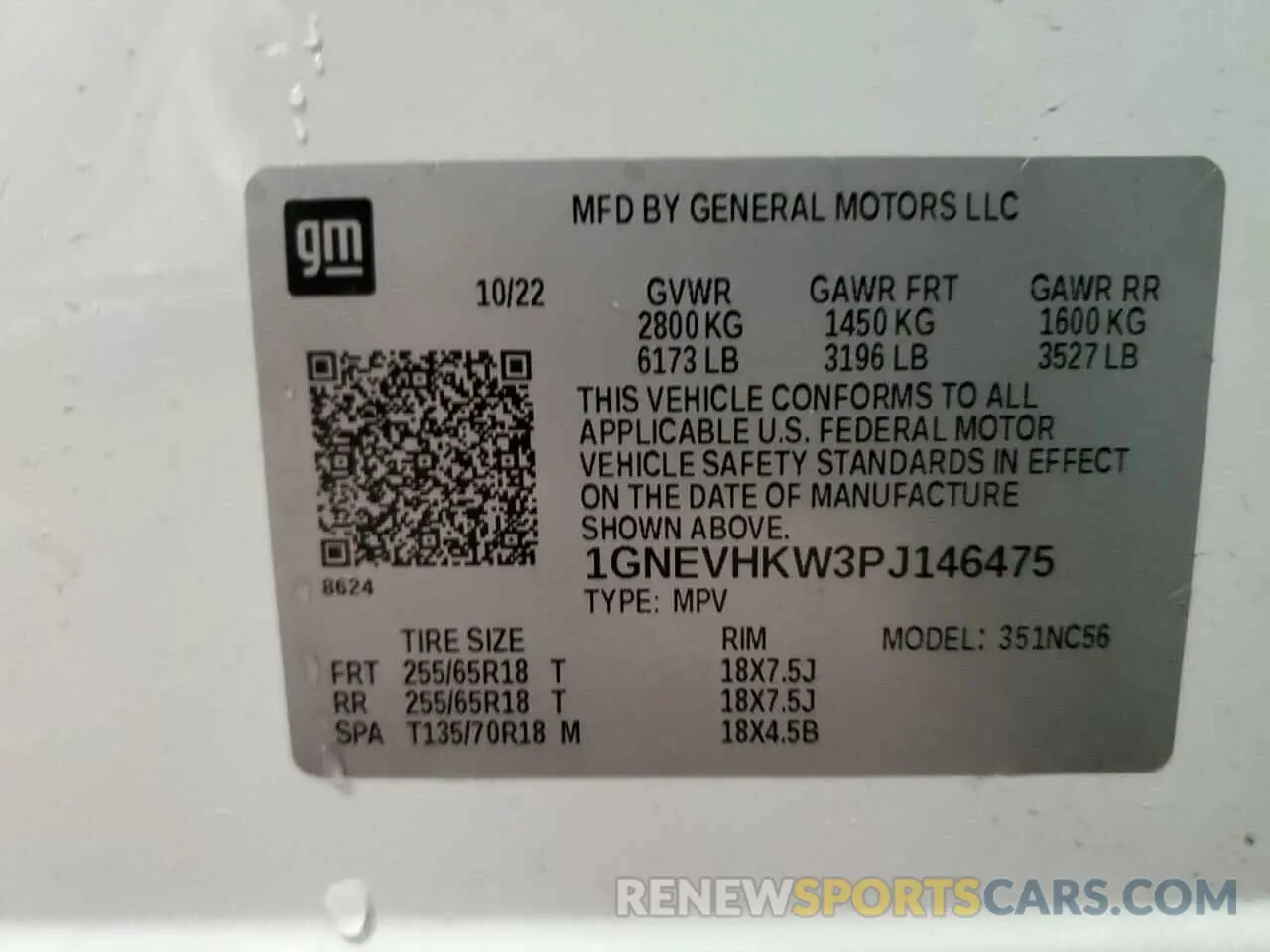 13 Photograph of a damaged car 1GNEVHKW3PJ146475 CHEVROLET TRAVERSE 2023