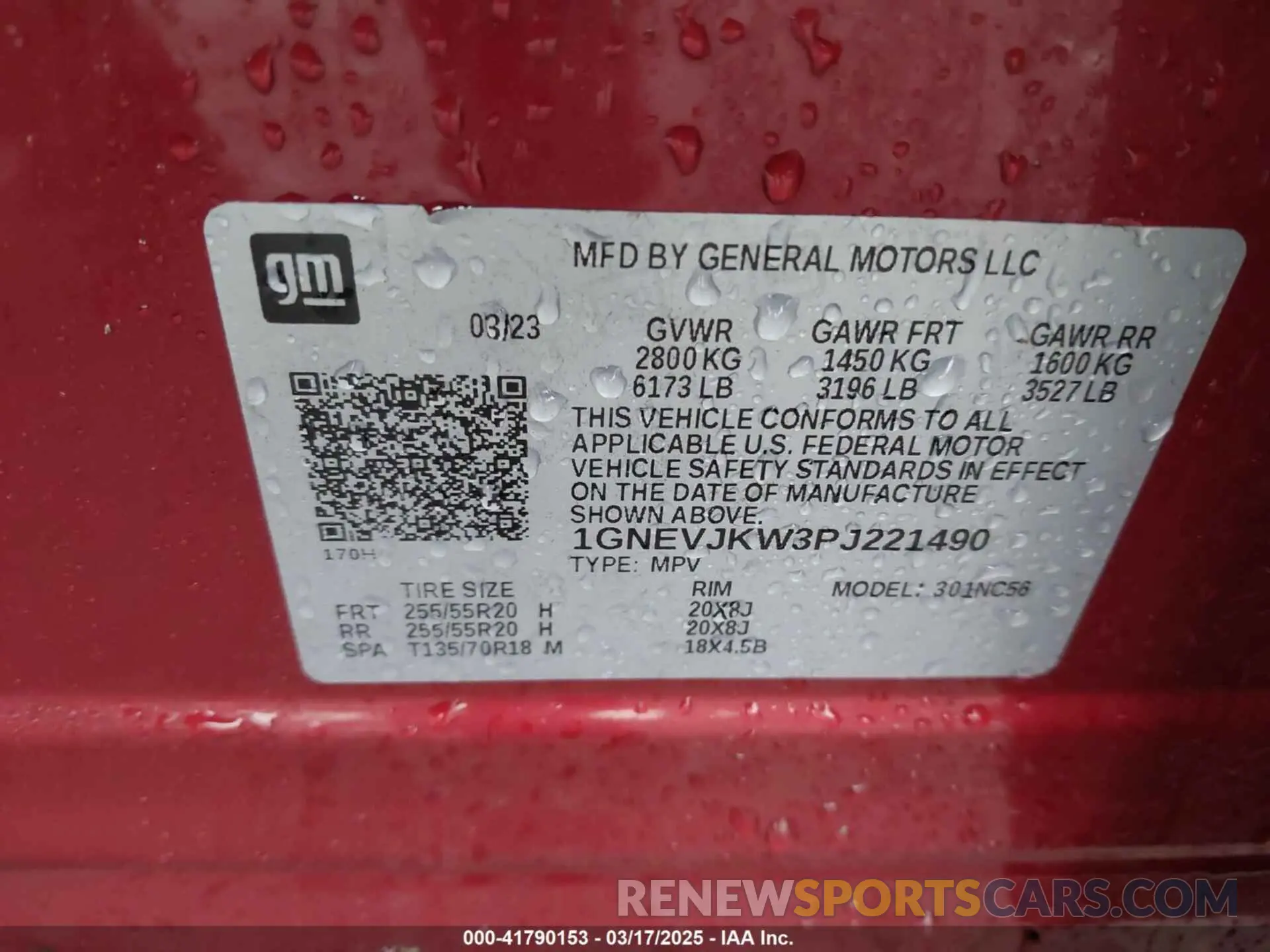 9 Photograph of a damaged car 1GNEVJKW3PJ221490 CHEVROLET TRAVERSE 2023