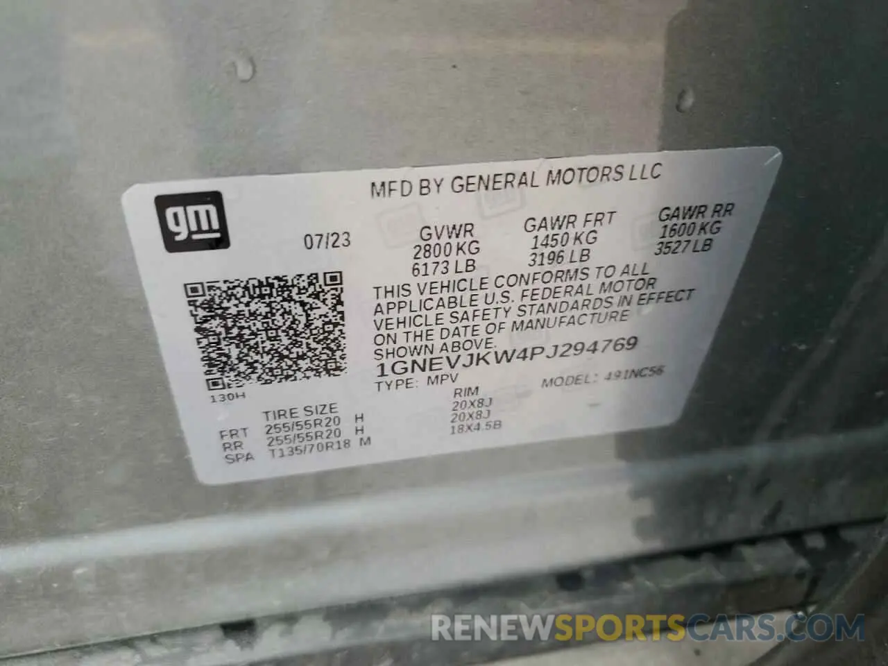13 Photograph of a damaged car 1GNEVJKW4PJ294769 CHEVROLET TRAVERSE 2023