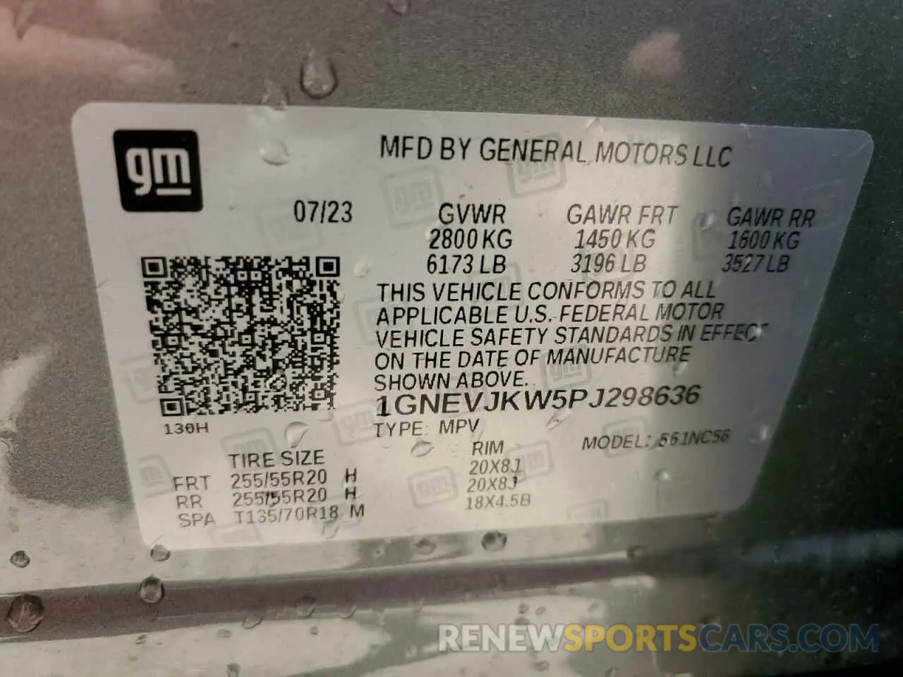 14 Photograph of a damaged car 1GNEVJKW5PJ298636 CHEVROLET TRAVERSE 2023