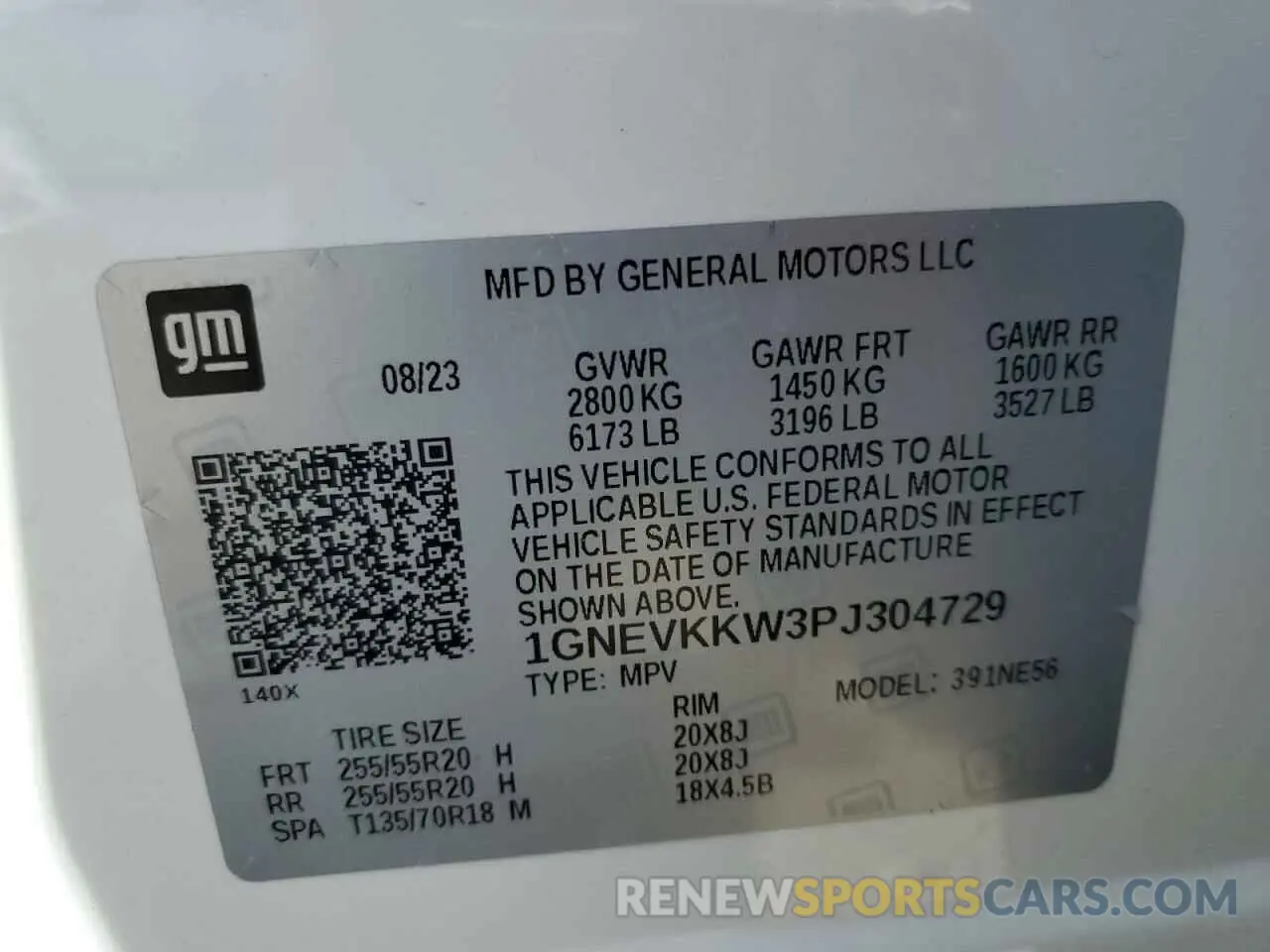 14 Photograph of a damaged car 1GNEVKKW3PJ304729 CHEVROLET TRAVERSE 2023