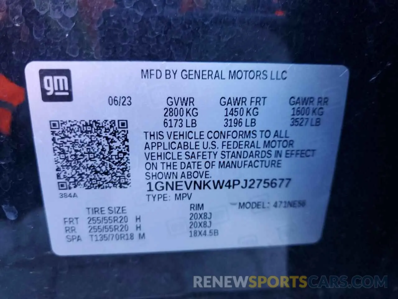 14 Photograph of a damaged car 1GNEVNKW4PJ275677 CHEVROLET TRAVERSE 2023