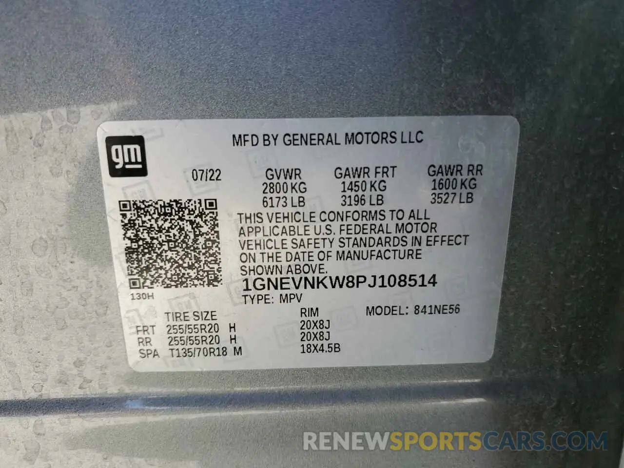 14 Photograph of a damaged car 1GNEVNKW8PJ108514 CHEVROLET TRAVERSE 2023