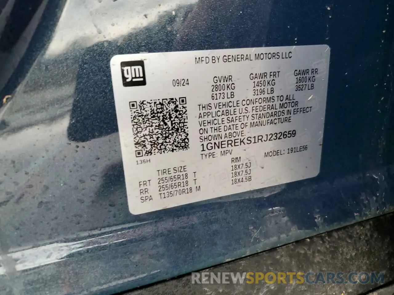 15 Photograph of a damaged car 1GNEREKS1RJ232659 CHEVROLET TRAVERSE 2024