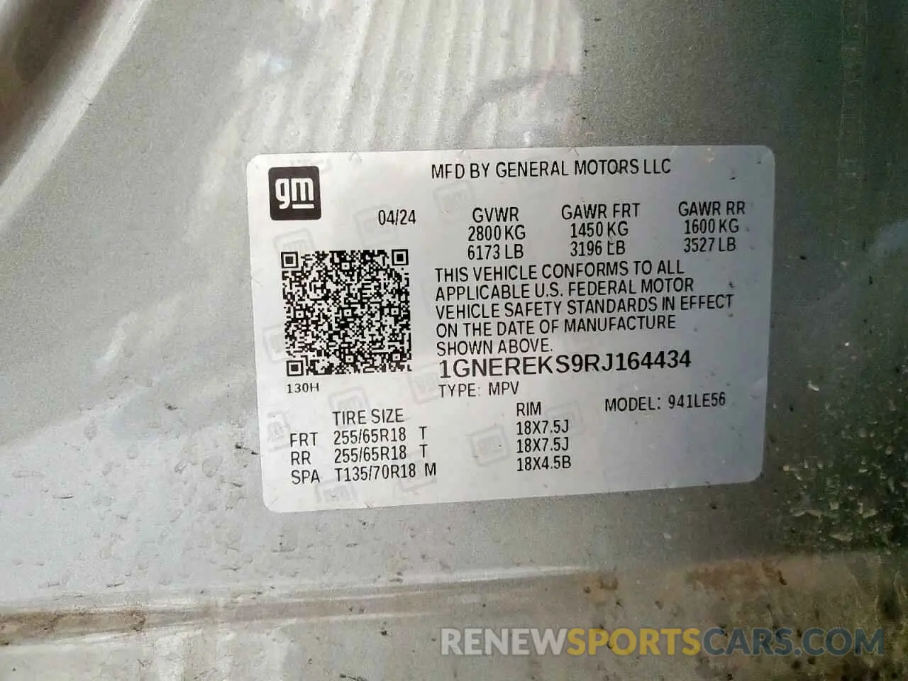 14 Photograph of a damaged car 1GNEREKS9RJ164434 CHEVROLET TRAVERSE 2024