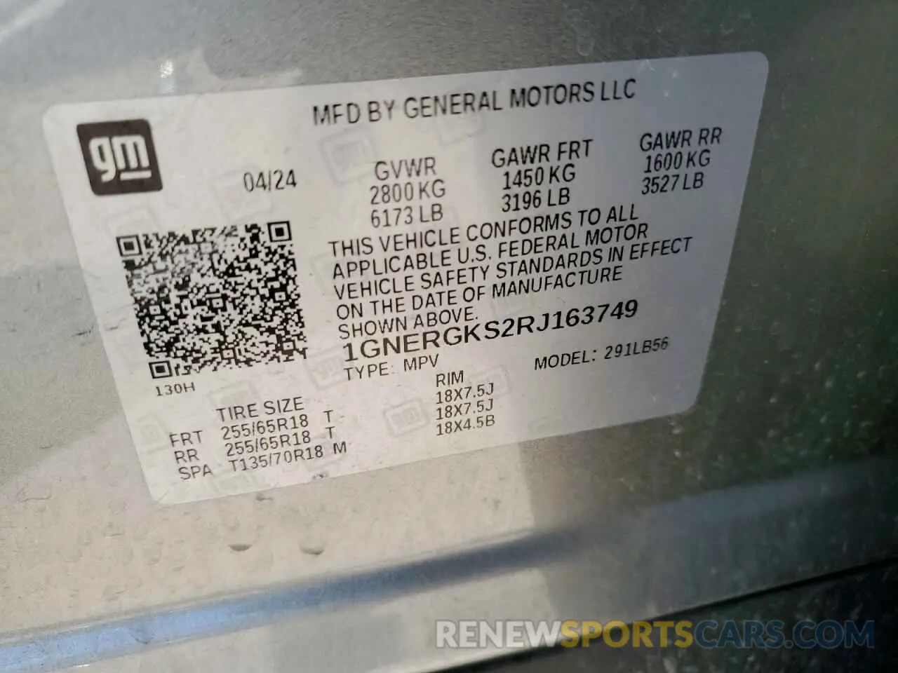 13 Photograph of a damaged car 1GNERGKS2RJ163749 CHEVROLET TRAVERSE 2024