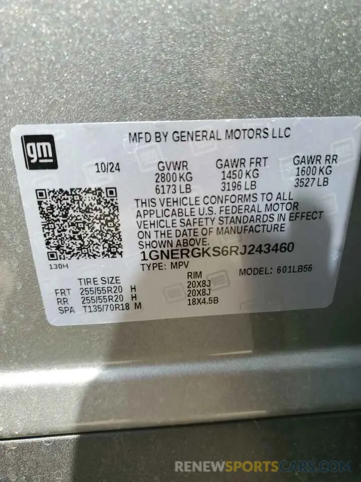 12 Photograph of a damaged car 1GNERGKS6RJ243460 CHEVROLET TRAVERSE 2024