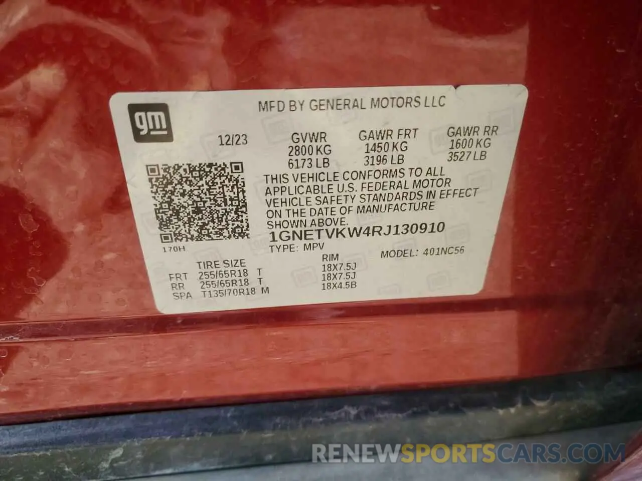 13 Photograph of a damaged car 1GNETVKW4RJ130910 CHEVROLET TRAVERSE 2024