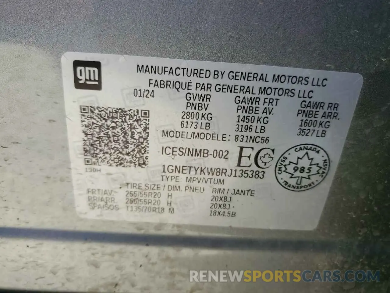 13 Photograph of a damaged car 1GNETYKW8RJ135383 CHEVROLET TRAVERSE 2024