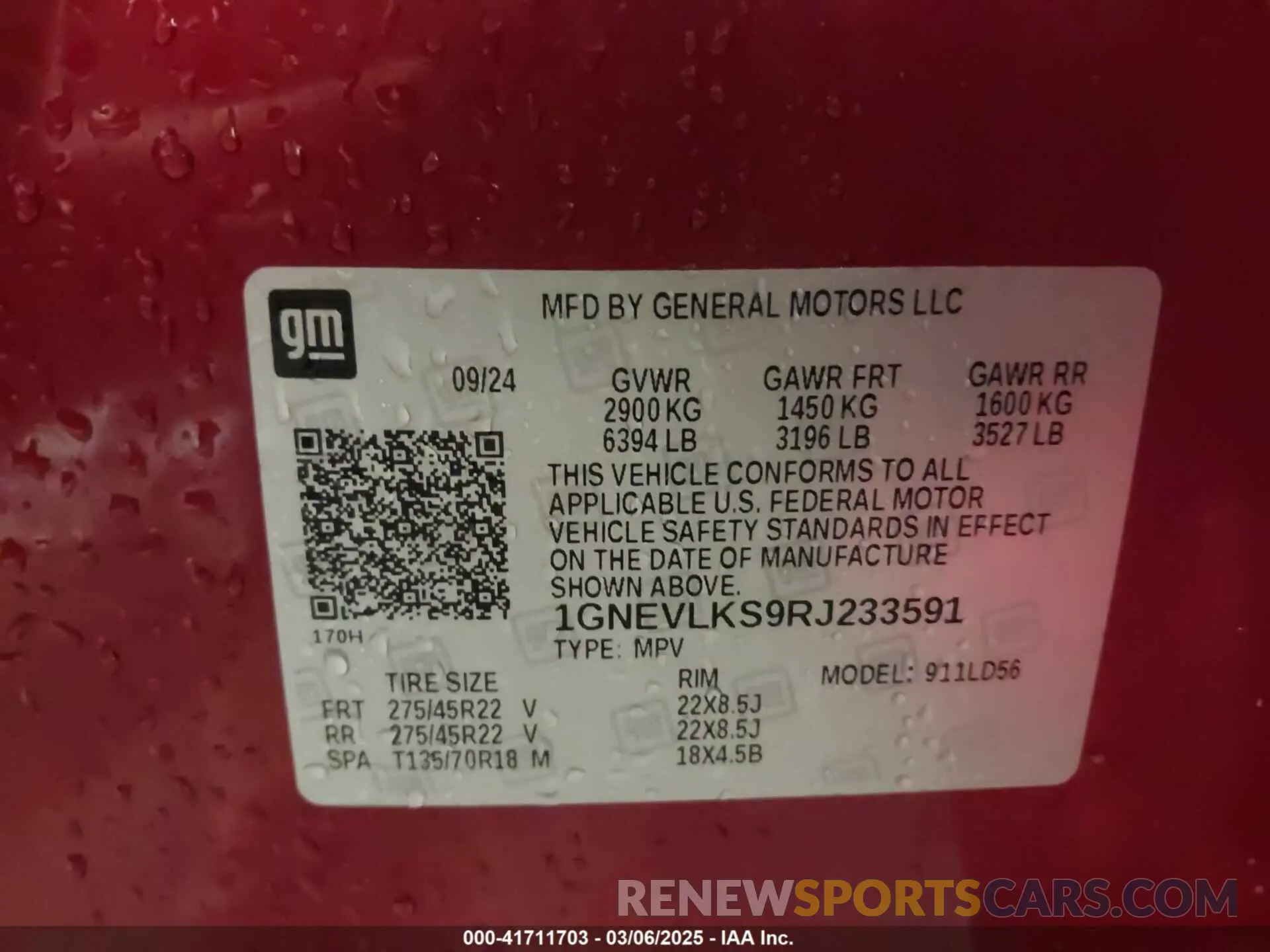 9 Photograph of a damaged car 1GNEVLKS9RJ233591 CHEVROLET TRAVERSE 2024
