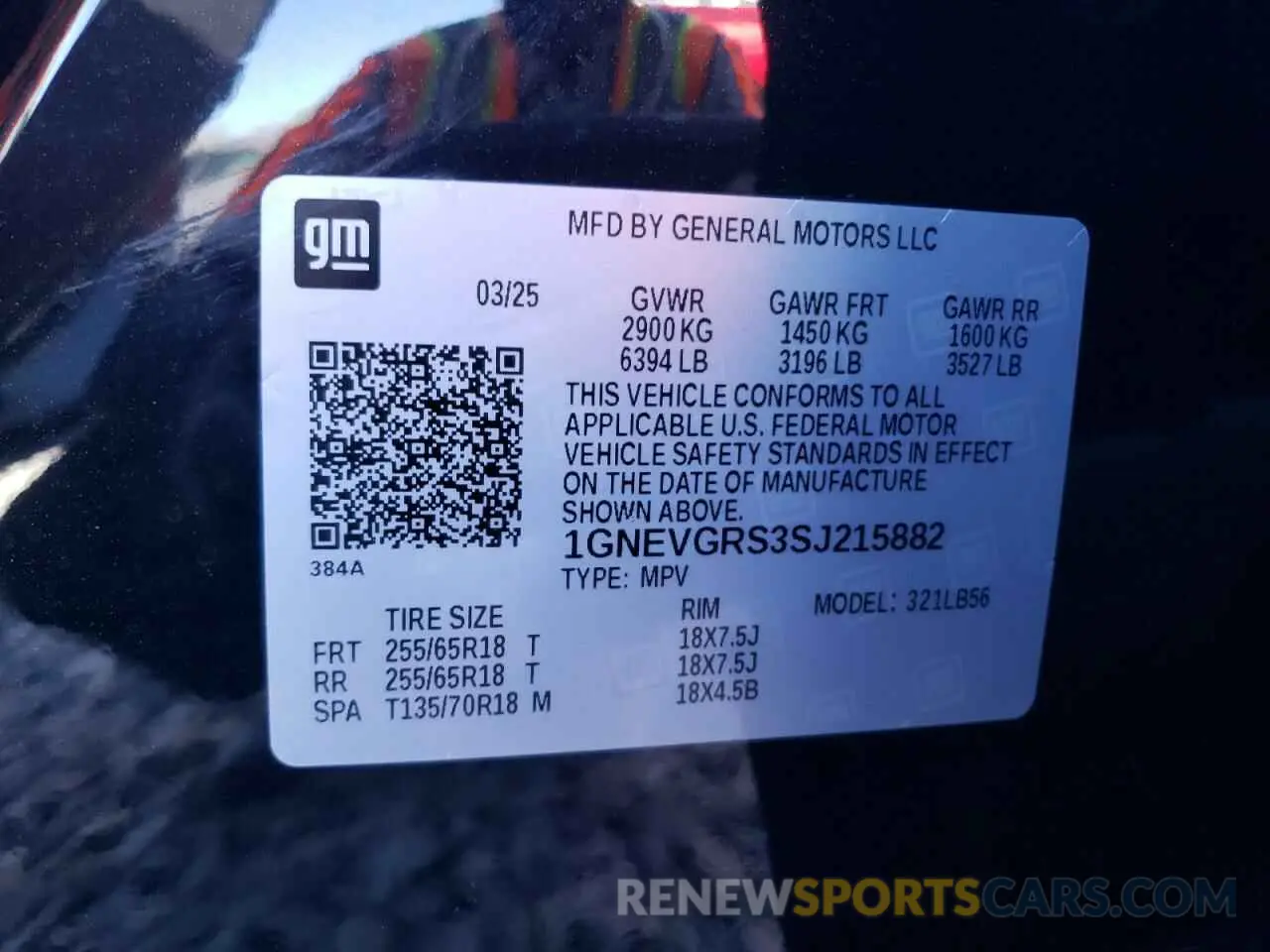 13 Photograph of a damaged car 1GNEVGRS3SJ215882 CHEVROLET TRAVERSE 2025