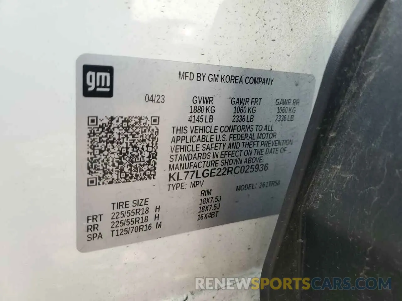 13 Photograph of a damaged car KL77LGE22RC025936 CHEVROLET TRAX 1RS 2024