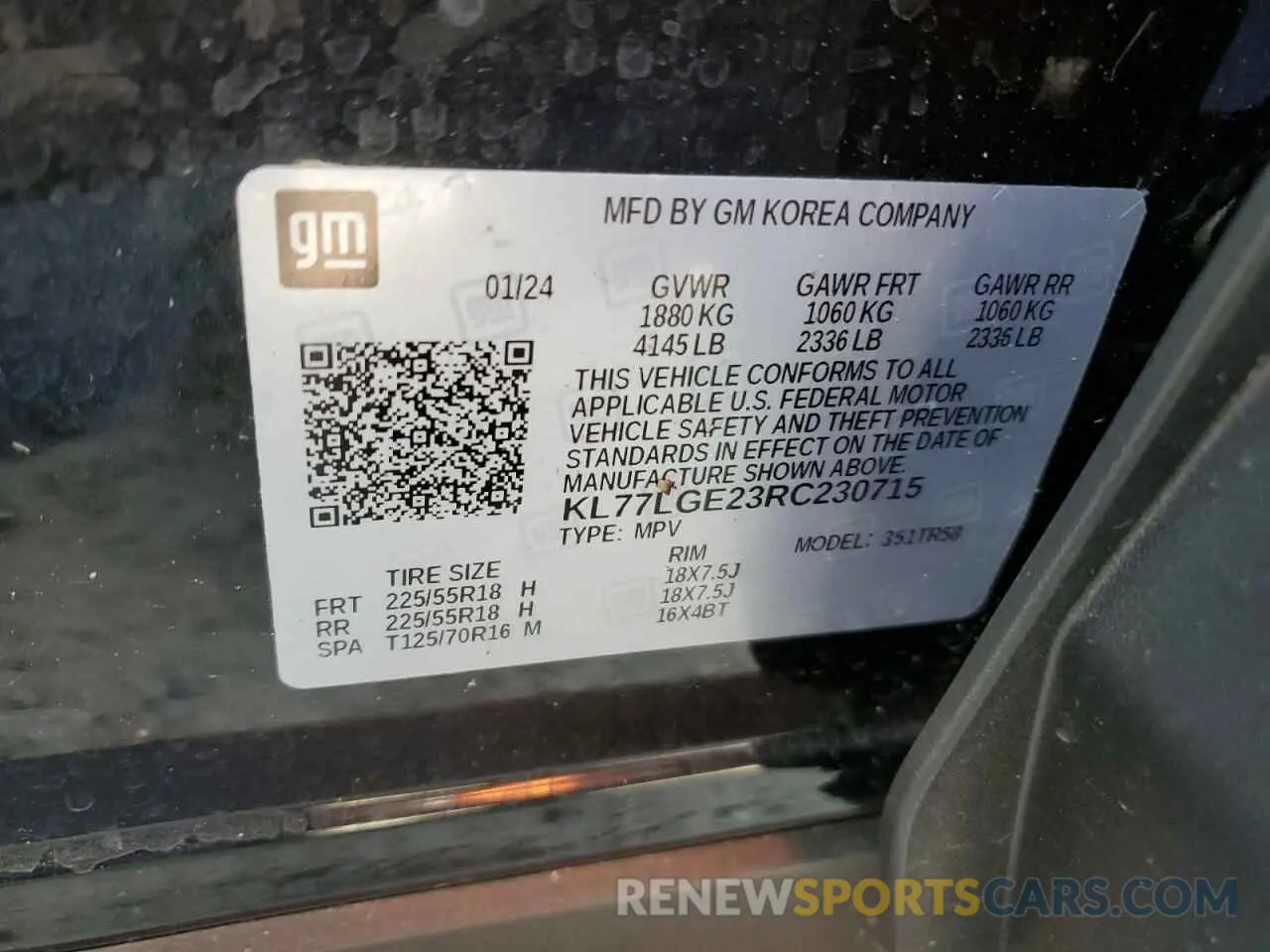 14 Photograph of a damaged car KL77LGE23RC230715 CHEVROLET TRAX 1RS 2024