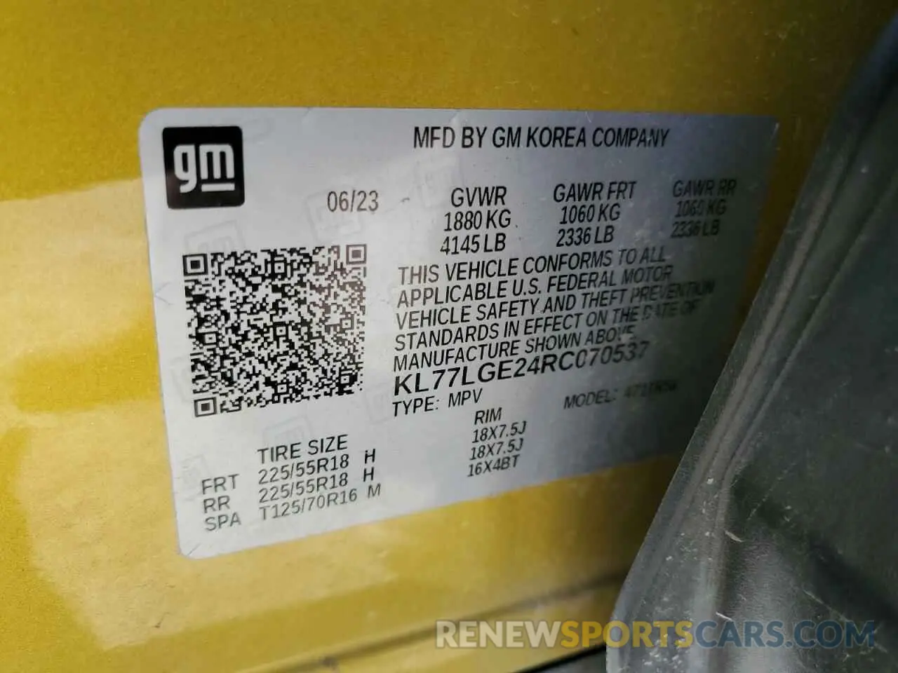 13 Photograph of a damaged car KL77LGE24RC070537 CHEVROLET TRAX 1RS 2024