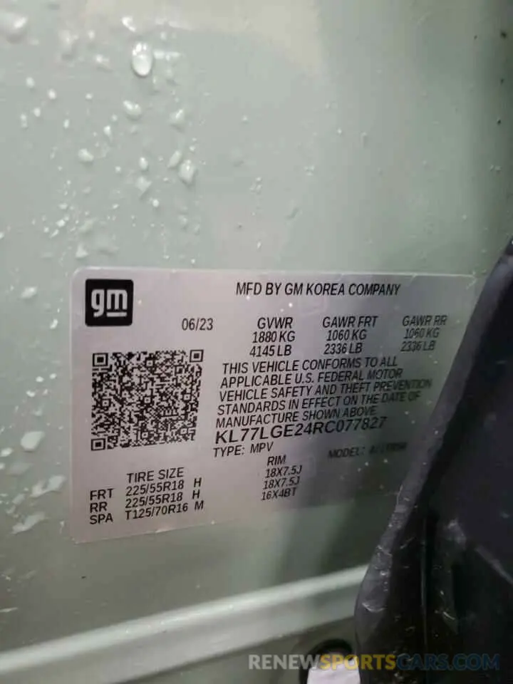 13 Photograph of a damaged car KL77LGE24RC077827 CHEVROLET TRAX 1RS 2024