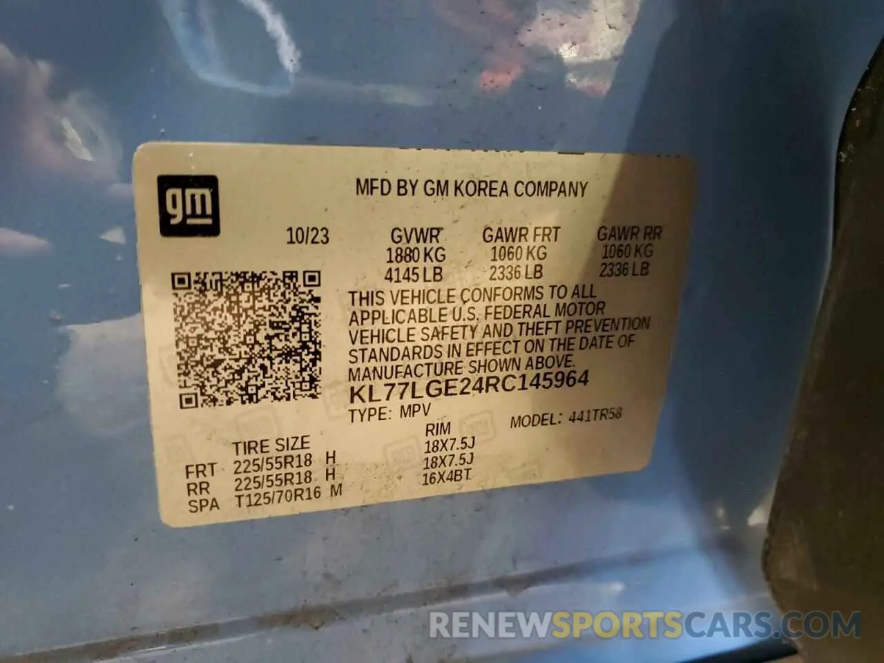 14 Photograph of a damaged car KL77LGE24RC145964 CHEVROLET TRAX 1RS 2024
