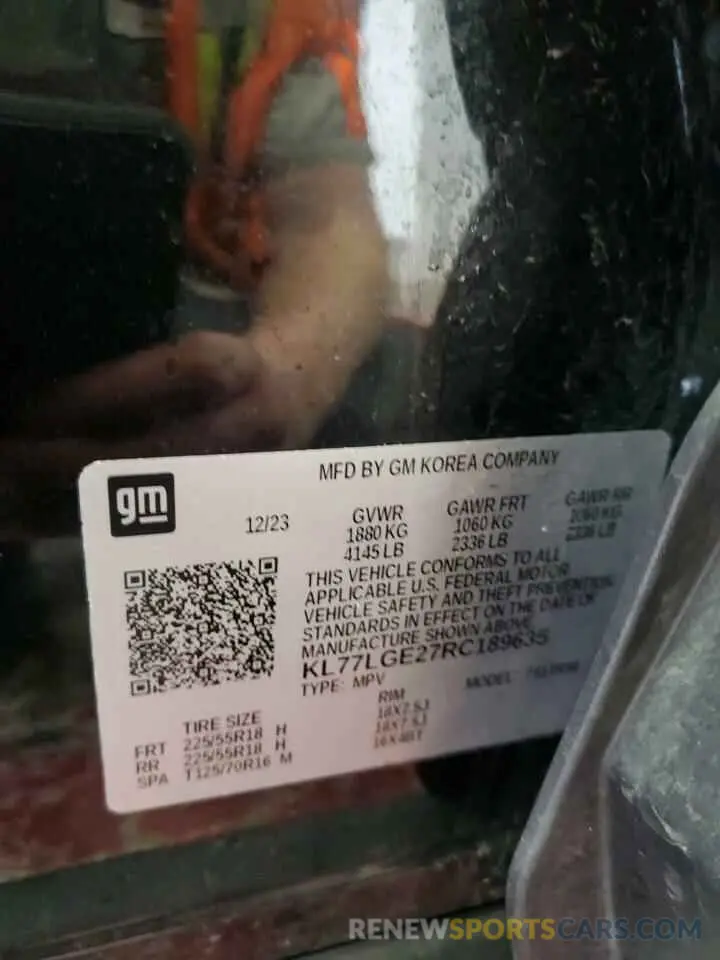 13 Photograph of a damaged car KL77LGE27RC189635 CHEVROLET TRAX 1RS 2024