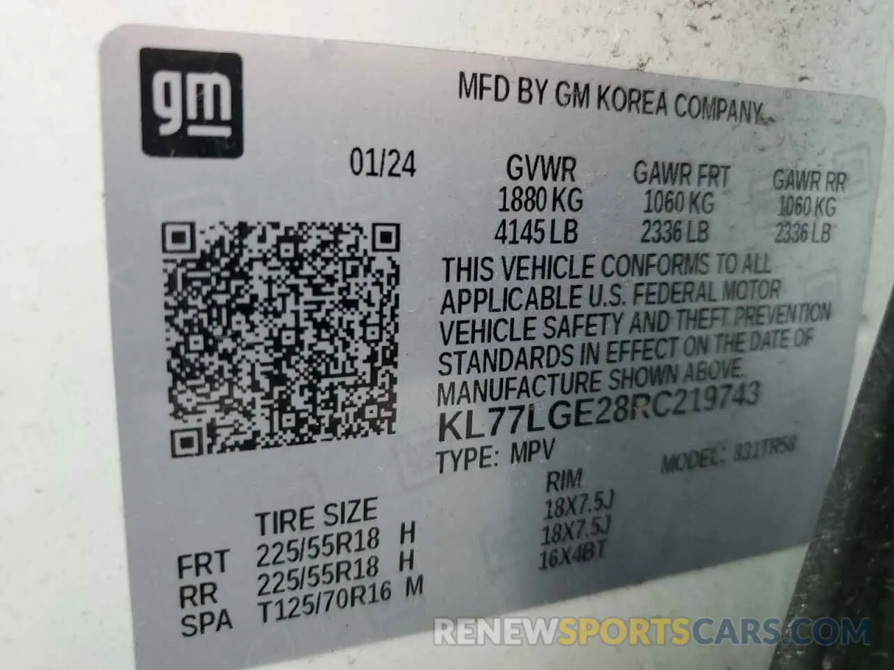 13 Photograph of a damaged car KL77LGE28RC219743 CHEVROLET TRAX 1RS 2024