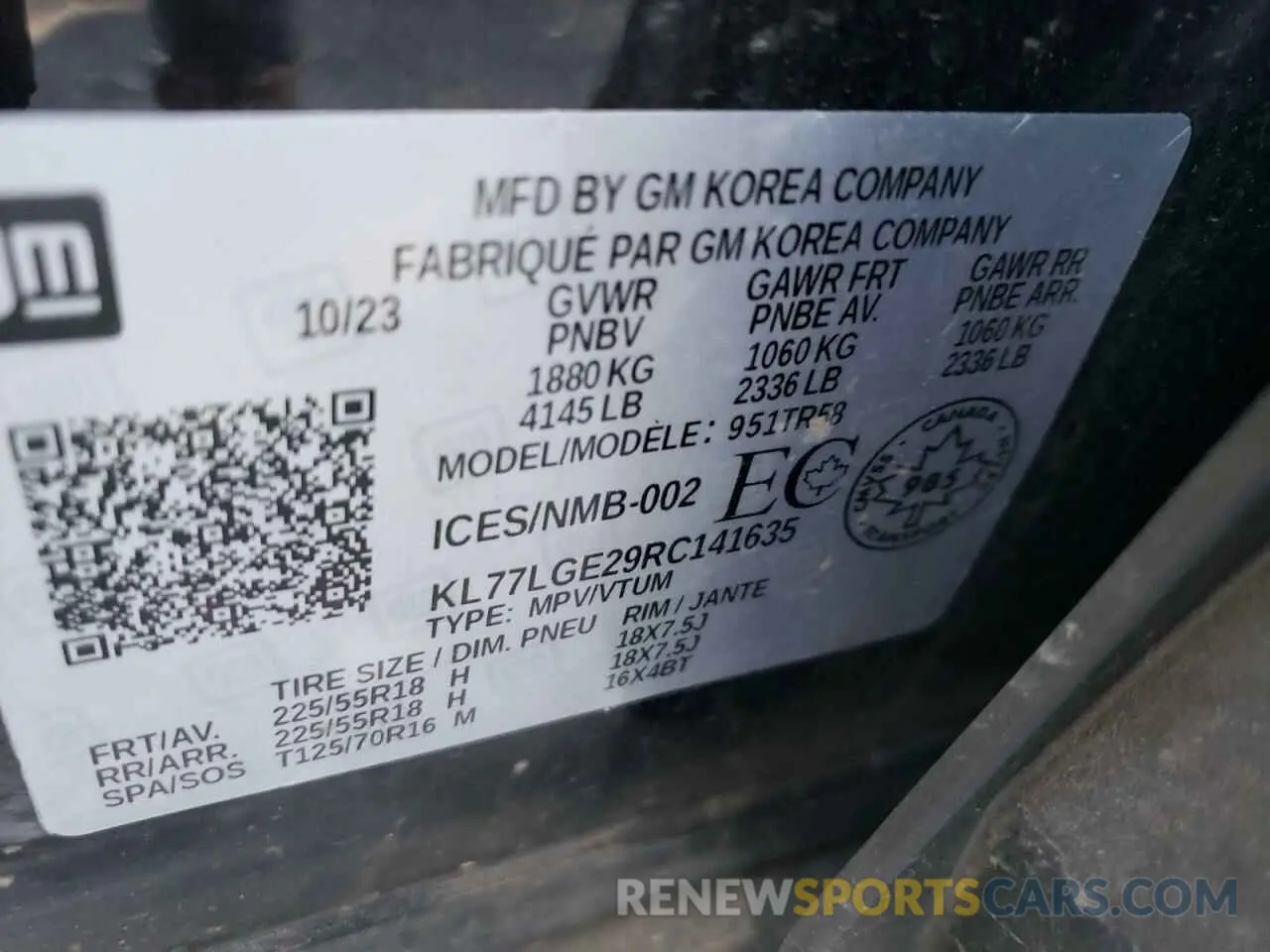 14 Photograph of a damaged car KL77LGE29RC141635 CHEVROLET TRAX 1RS 2024