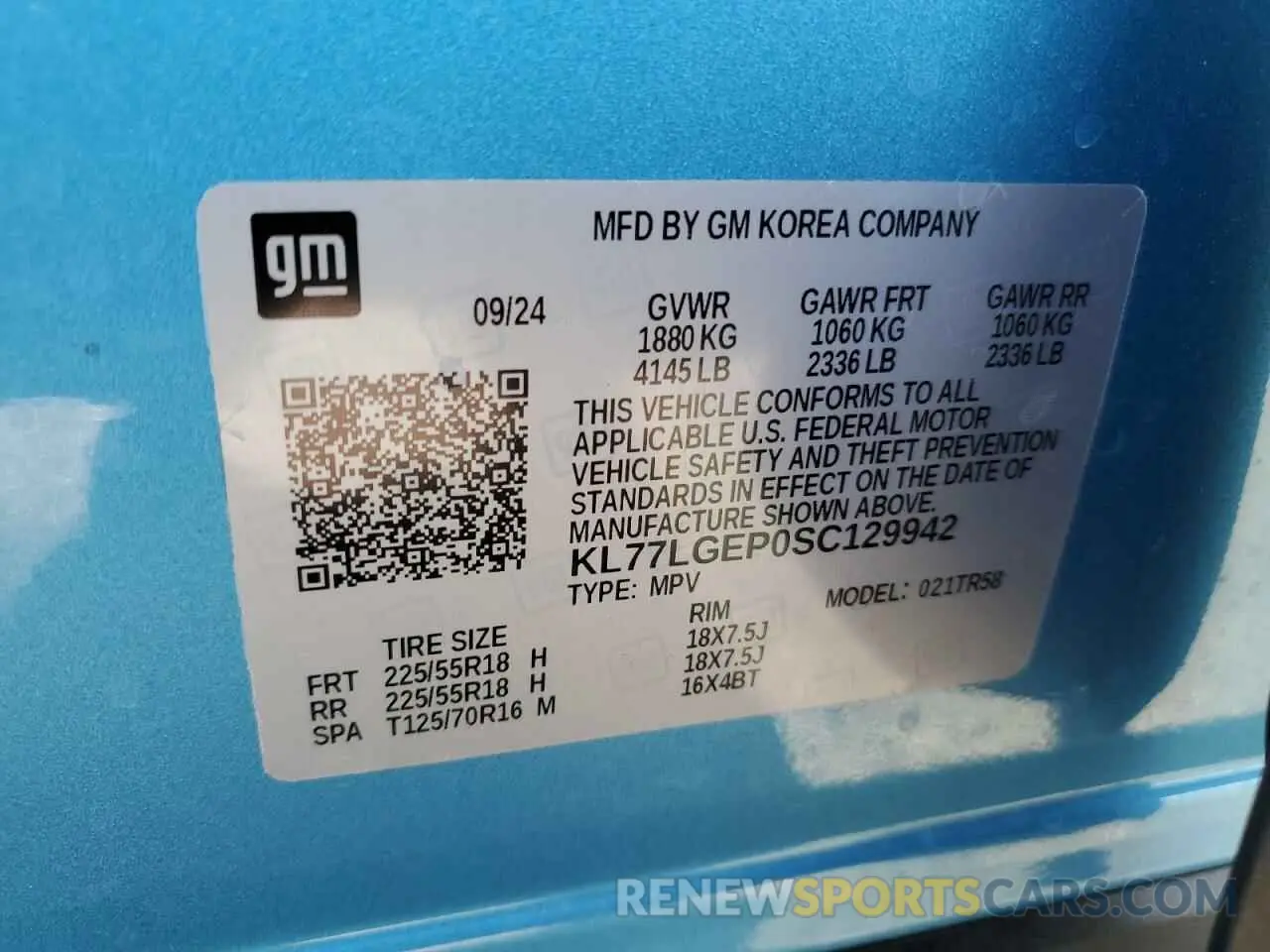 14 Photograph of a damaged car KL77LGEP0SC129942 CHEVROLET TRAX 1RS 2025