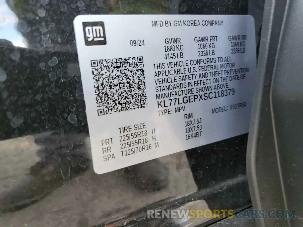16 Photograph of a damaged car KL77LGEPXSC118379 CHEVROLET TRAX 1RS 2025