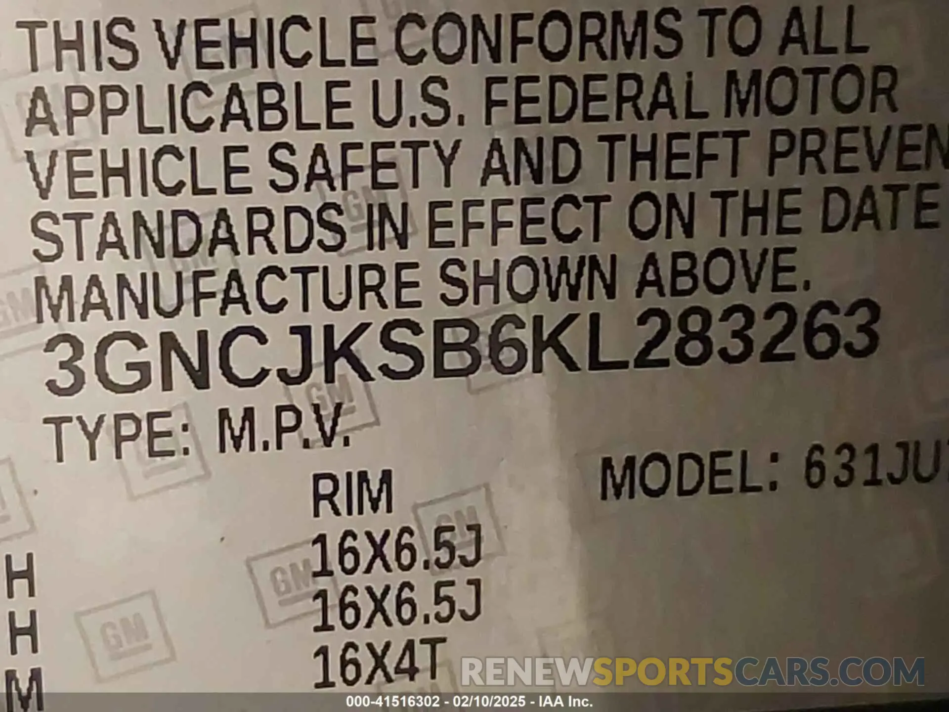 9 Photograph of a damaged car 3GNCJKSB6KL283263 CHEVROLET TRAX 2019